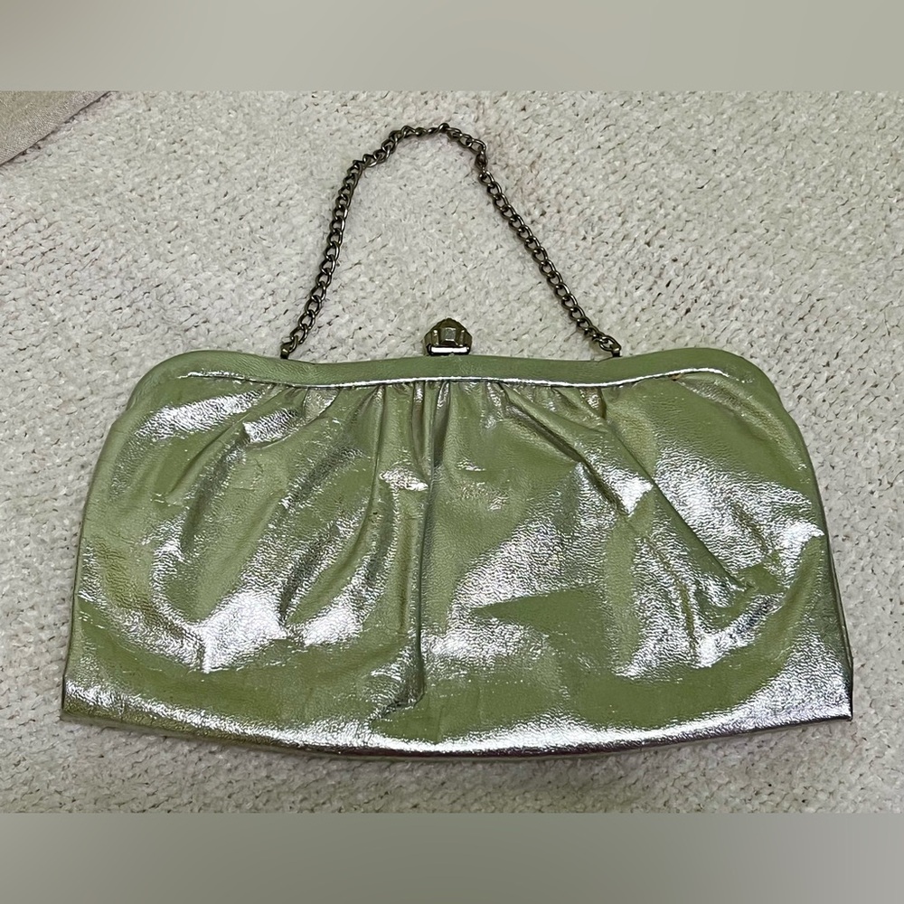 Admiral Vintage purse/bag. Silver Lame. Unique clasp. Deep blue fabric inside.